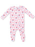 2-Way Zip Ruffle Footie, Leslie Rose
