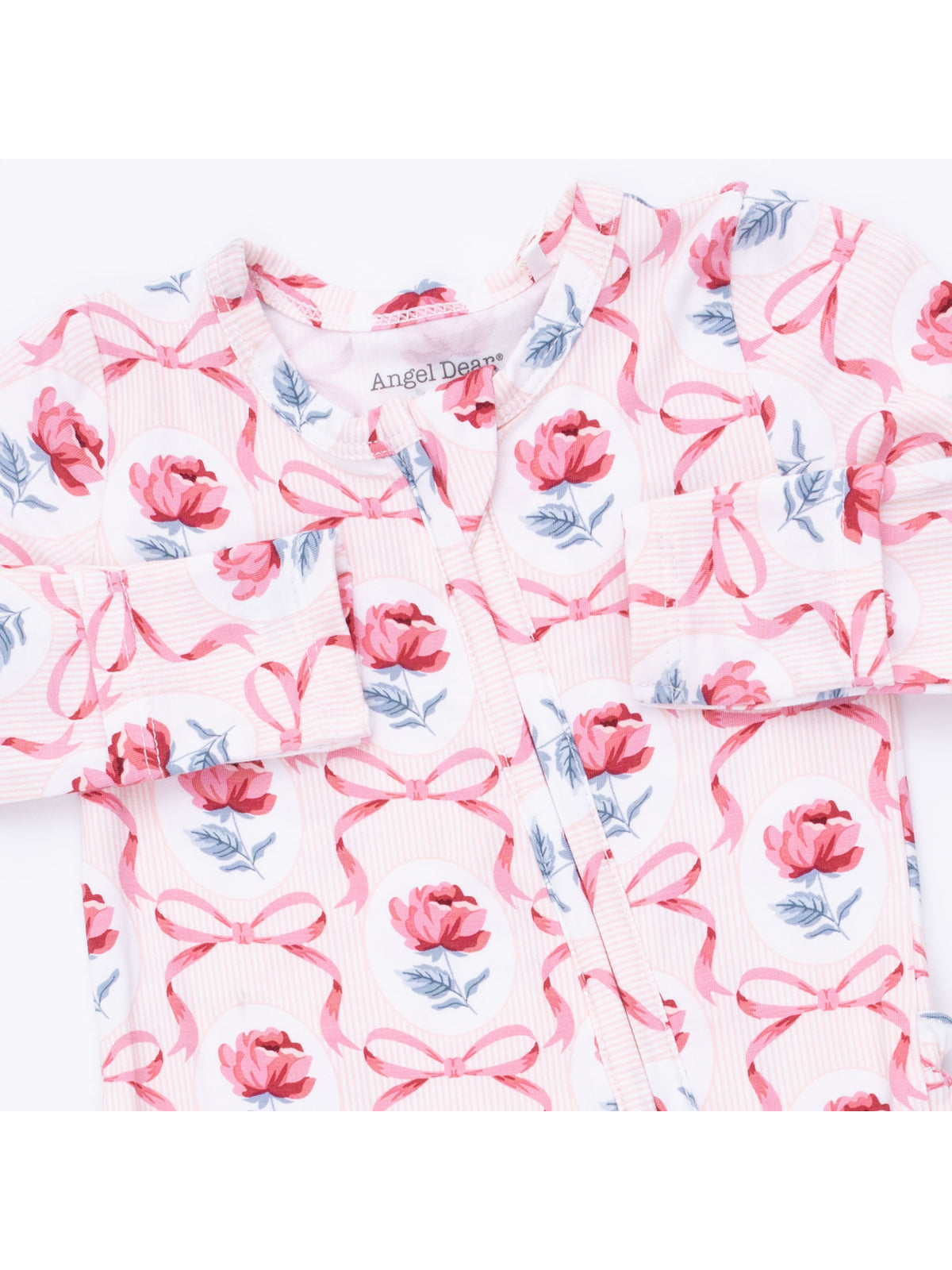 2-Way Zip Ruffle Footie, Leslie Rose
