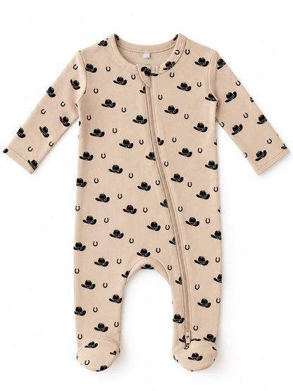 Cowboy Hats / Organic Cotton 2-Way Zip Footie