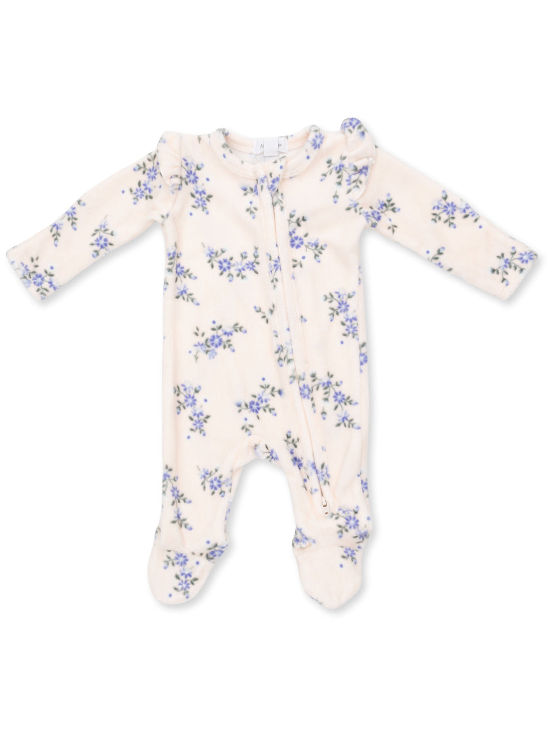 Velour Ruffle Sleeve 2-Way Zip Footie, Sweet Hanna Floral