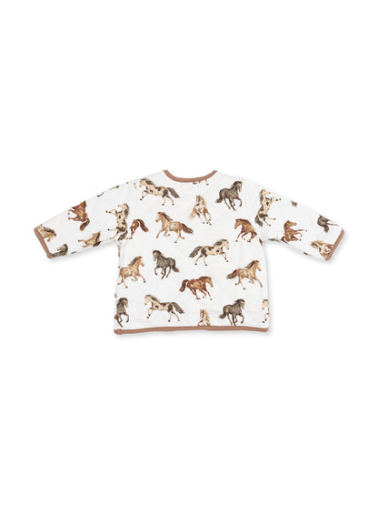 Quilted V Neck Jacket, Wild Horses