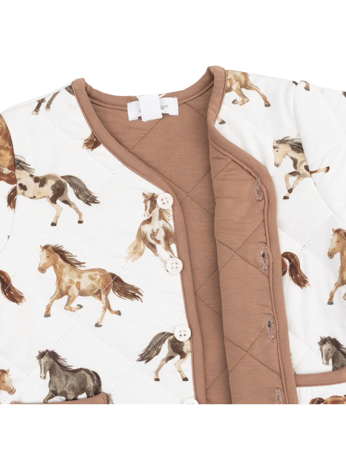 Quilted V Neck Jacket, Wild Horses