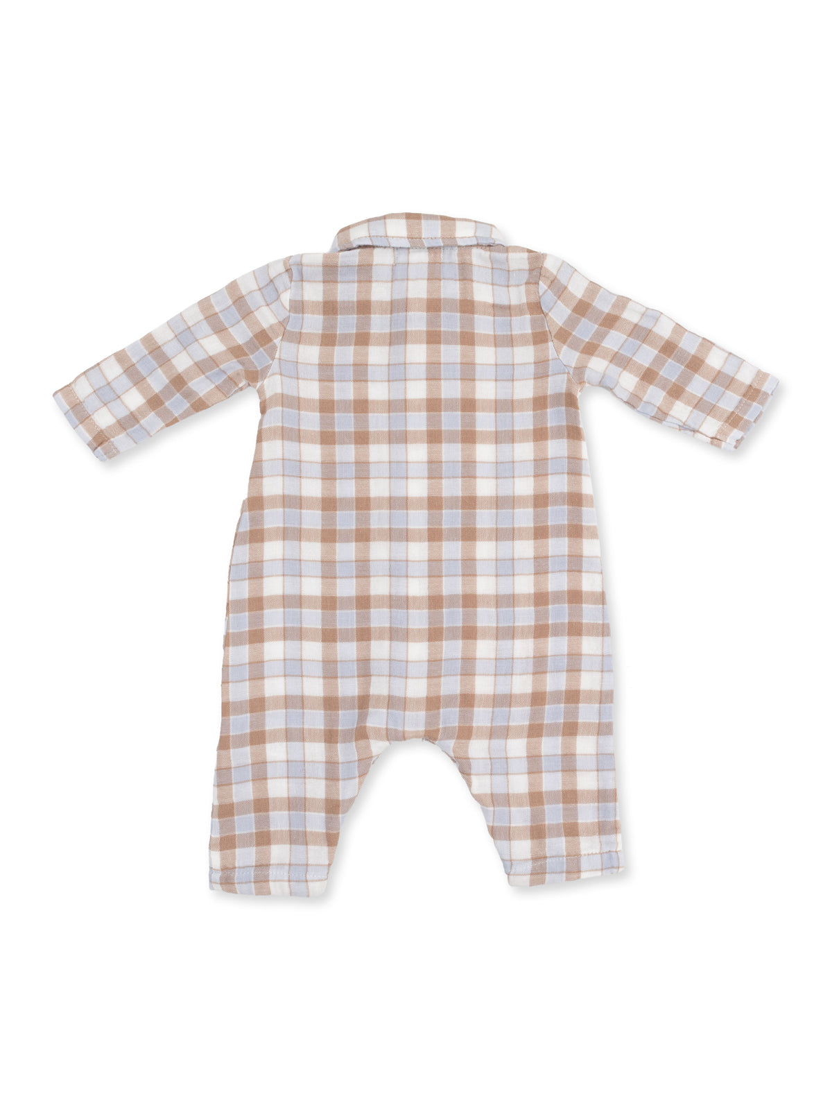 Polo Button Down Romper, Western Plaid