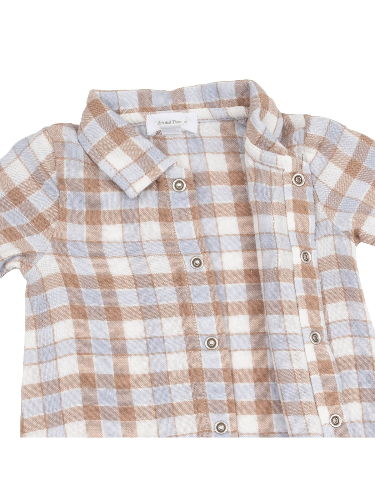 Polo Button Down Romper, Western Plaid