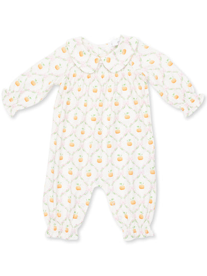 Smocked Long Sleeve Romper, Pretty Pumpkin Trellis