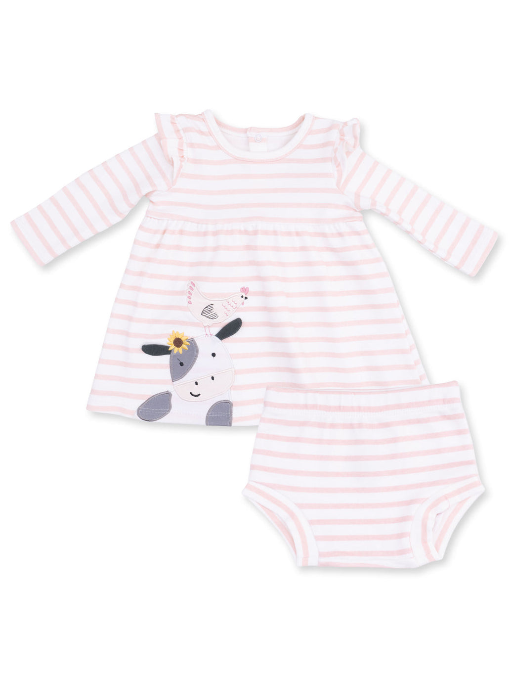 Ruffle Dress and Bloomer, Cows Pink