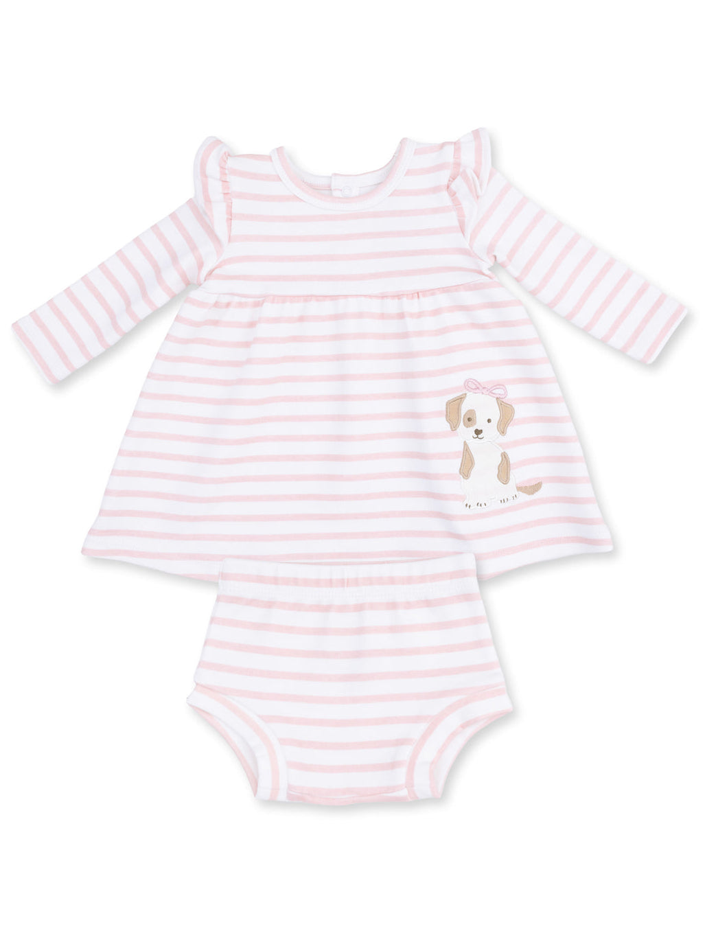 Ruffle Dress and Bloomer, Stripe Puppy