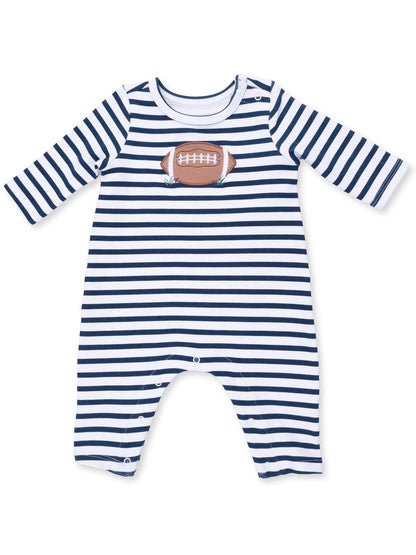 Snap Shoulder Romper, Football Navy
