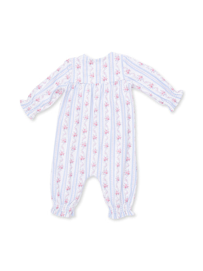 Smocked Long Sleeve Romper, Anna Floral Stripe