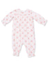 Smocked Long Sleeve Romper, Rose Bow Lattice