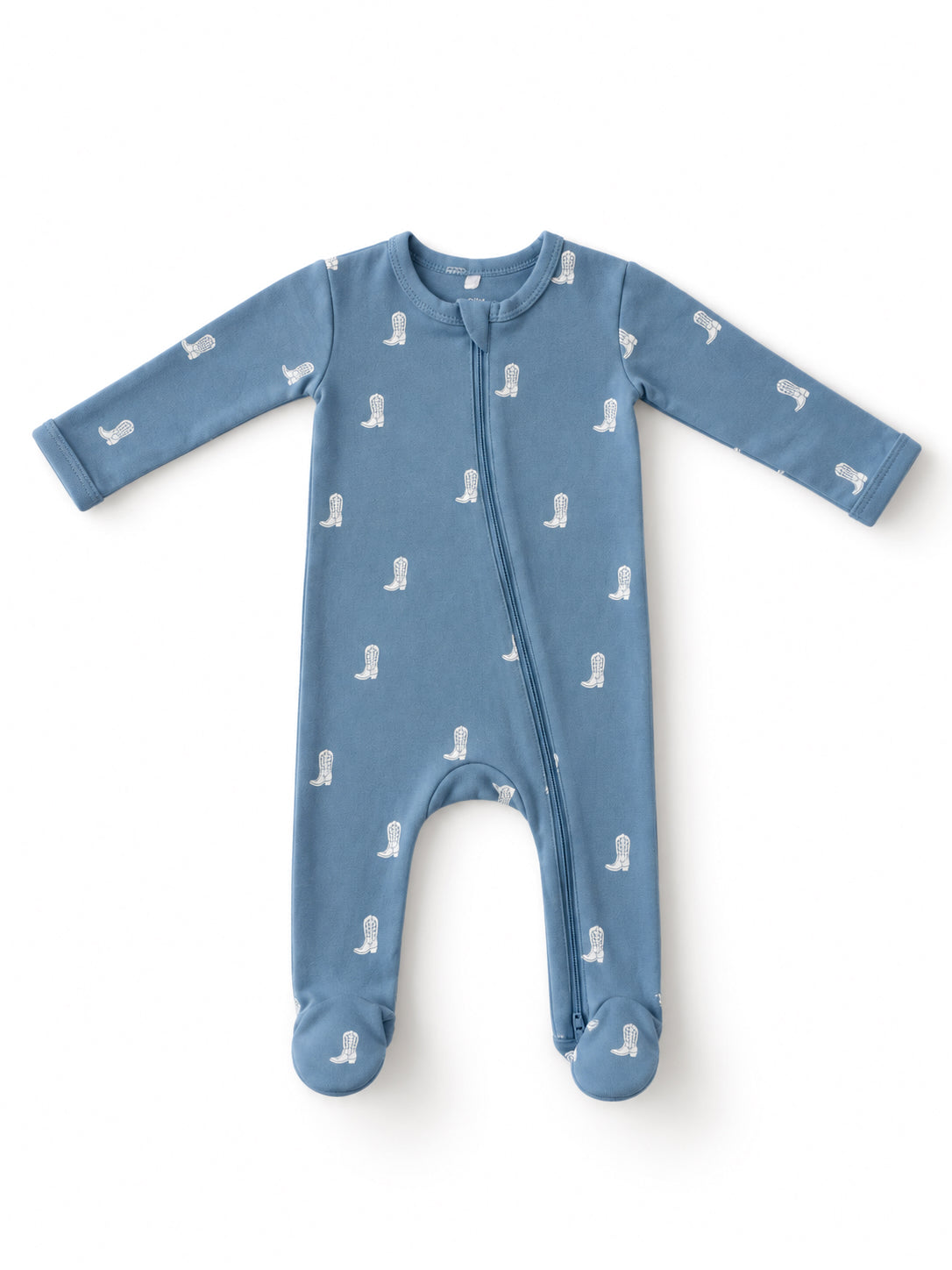 Cowboy Boots / Organic Cotton 2-Way Zip Footie