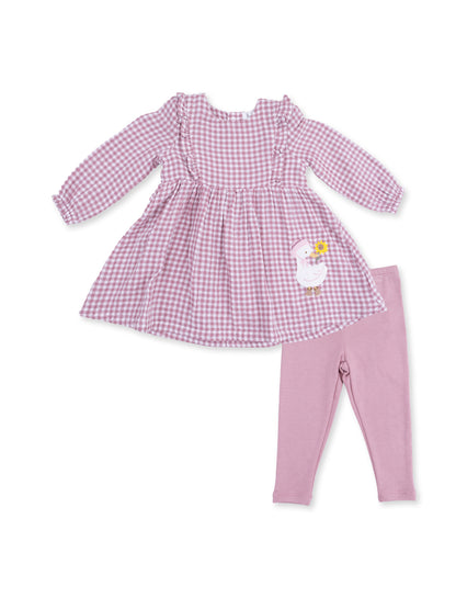 Ruffle Dress and Legging, Berry Gingham