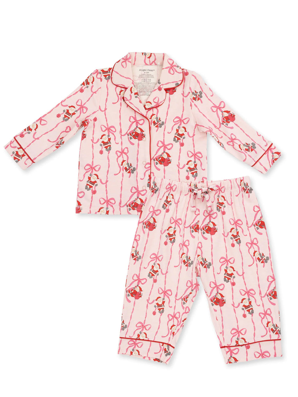 Knit Kids Long Sleeve Coat Style with Pant, Bows & Santa