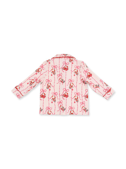 Knit Kids Long Sleeve Coat Style with Pant, Bows & Santa