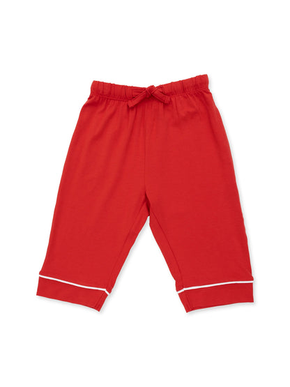 Knit Kids Long Sleeve Coat Style with Pant, Ribbon Red