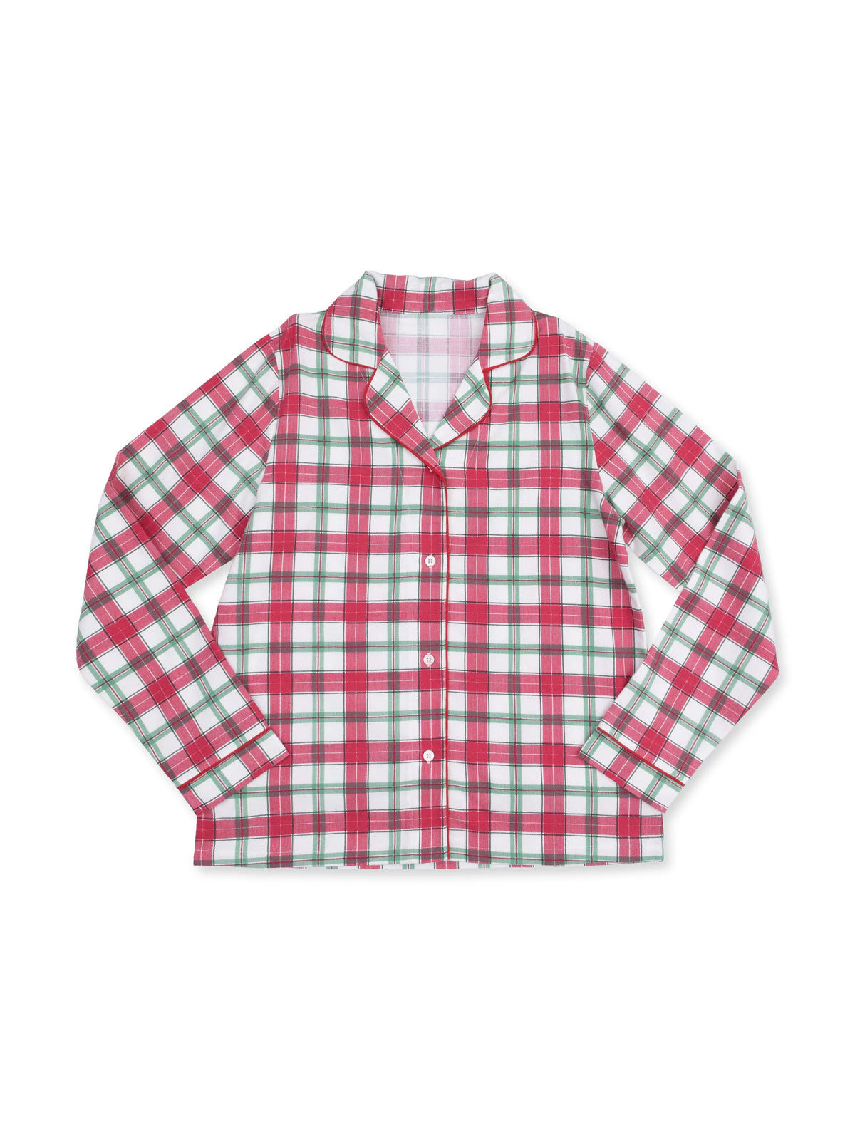 Brushed Twill Adult Coat Style Lounge Set with Pockets, Holiday Plaid
