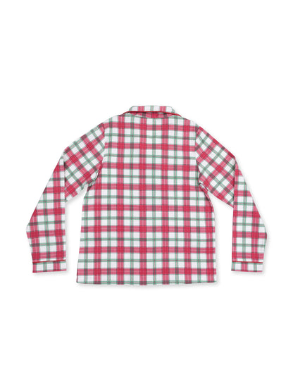 Brushed Twill Adult Coat Style Lounge Set with Pockets, Holiday Plaid