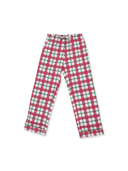 Brushed Twill Adult Coat Style Lounge Set with Pockets, Holiday Plaid