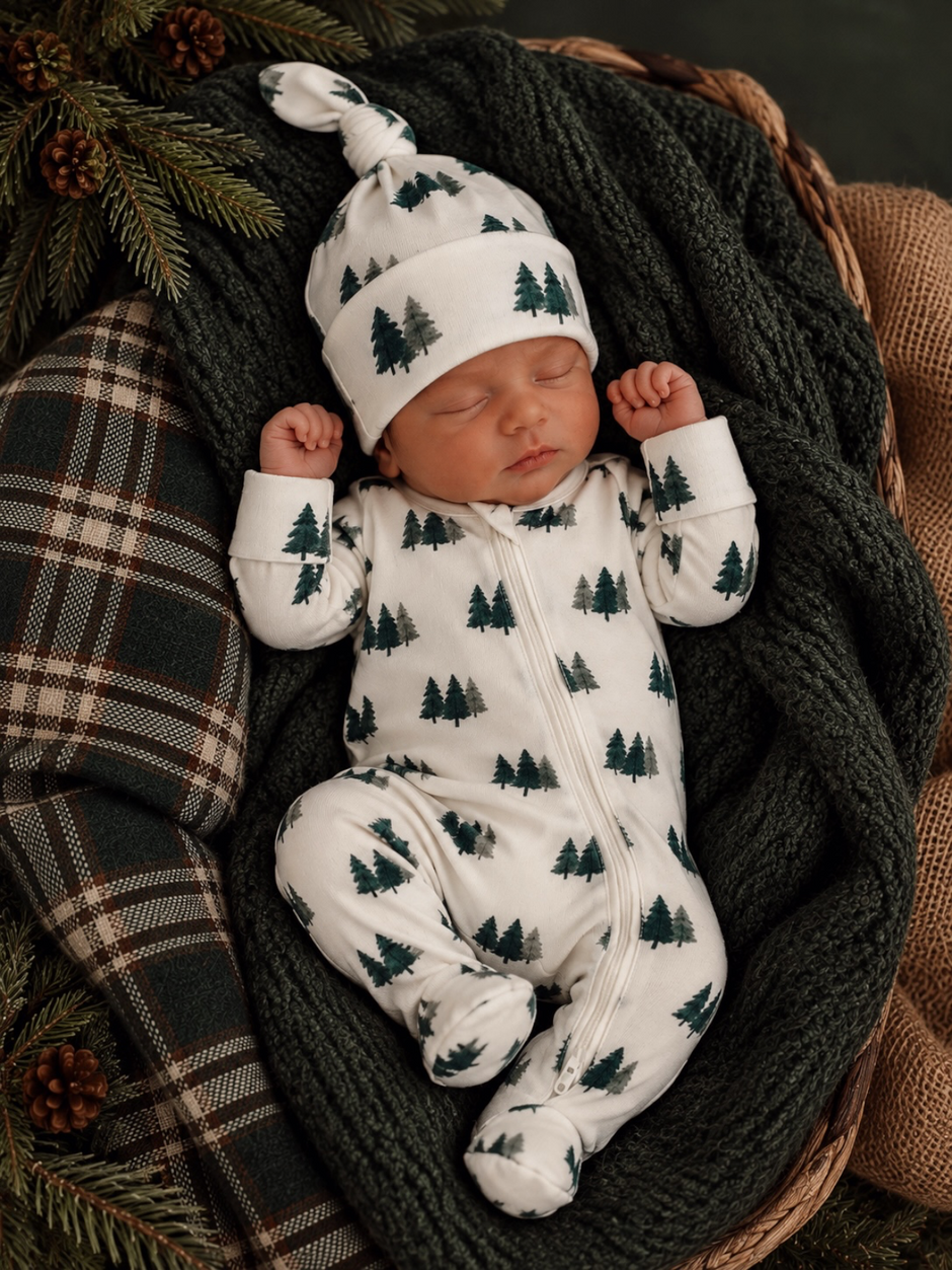 Evergreen Grove / Organic Cotton 2-Way Zip Footie