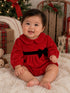 Velour Peter Pan Collar Bubble, Holiday Red