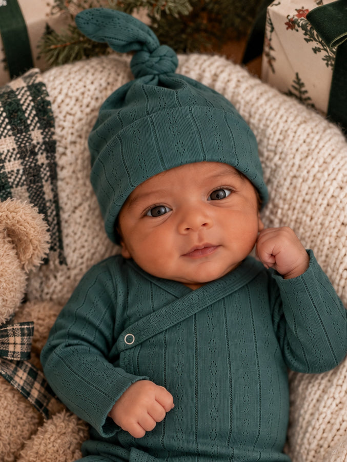 Pine / Organic Pointelle Beanie