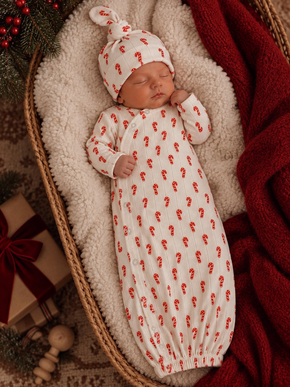 Candy Cane / Organic Pointelle Gown