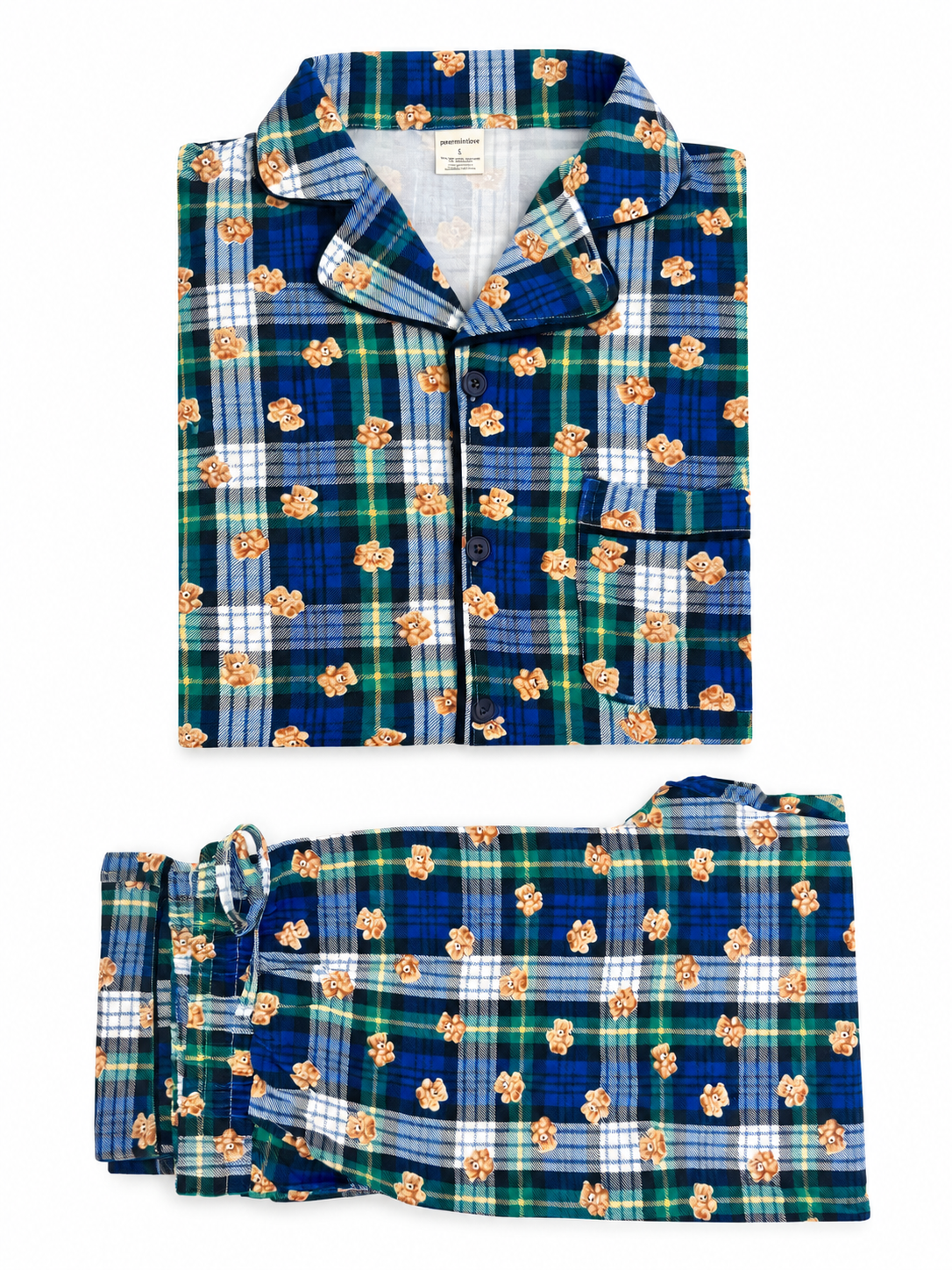 Men's Lounge Set, Classic Teddy Plaid