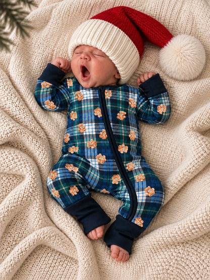 2-Way Zip Romper, Classic Teddy Plaid