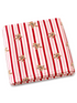 Red and white striped blanket featuring cute gingerbread cookie patterns. Cozy and festive design.