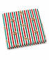 Red and green striped blanket featuring gingerbread cookie patterns.