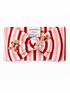 Red and white striped baby headband with gingerbread print, size 0-6 months, made from bamboo viscose and spandex.