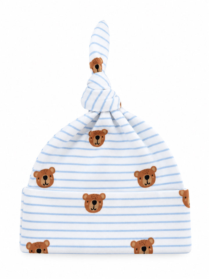 Blue Bear Stripe / Organic Cotton Beanie