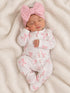 Ribbed Ruffle Sleeve 2-Way Zip Footie, Pretty Bows