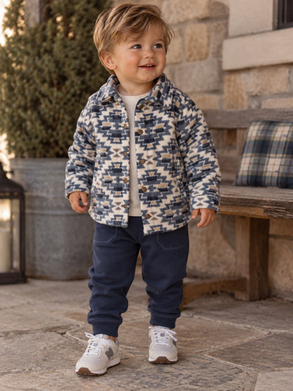 Fleece Shacket, Southwest Navy
