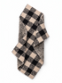 Checkered scarf in black and beige, folded on a white background. Ideal for winter fashion.