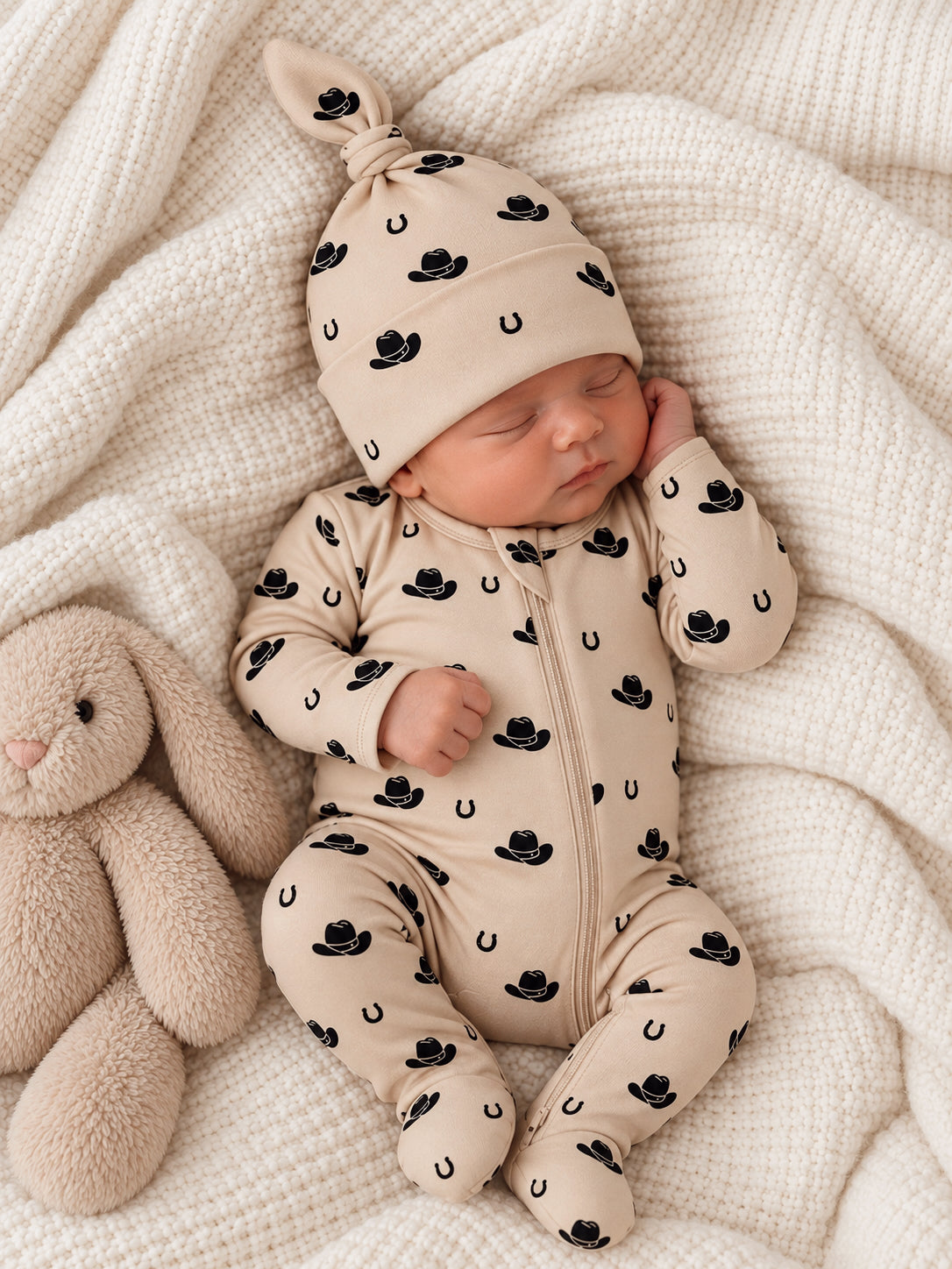 Cowboy Hats / Organic Cotton 2-Way Zip Footie