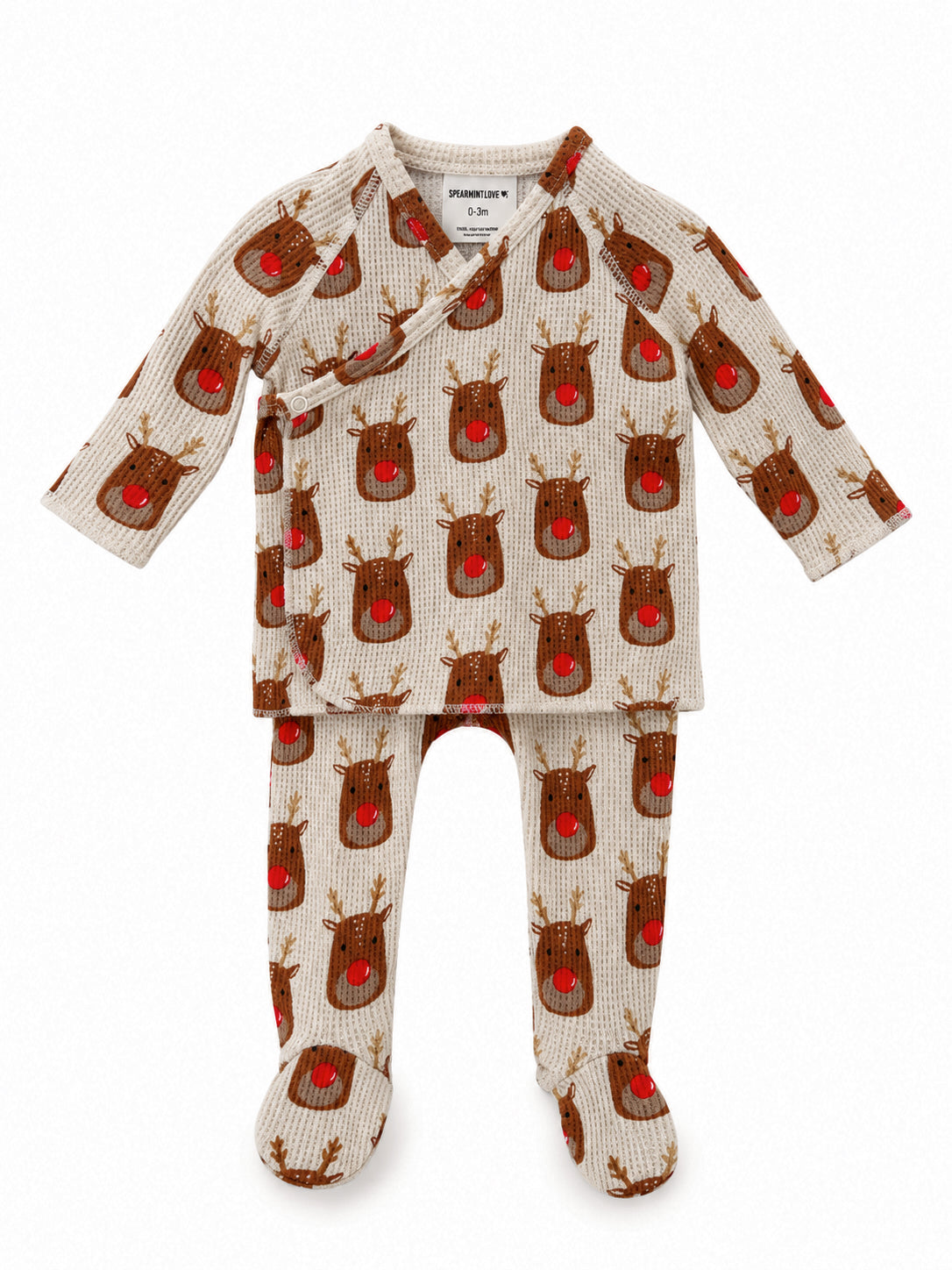 Organic Waffle Kimono & Pant Set, Reindeer