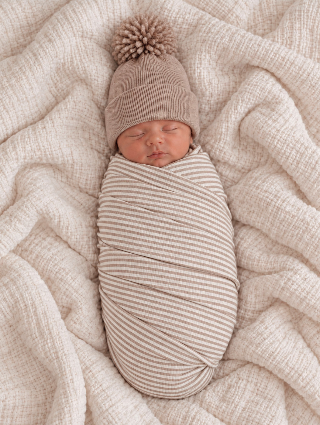 Tan Stripe / Ribbed Swaddle