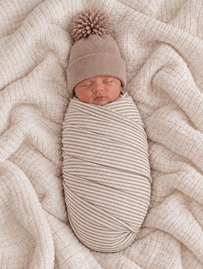 Tan Stripe / Ribbed Swaddle