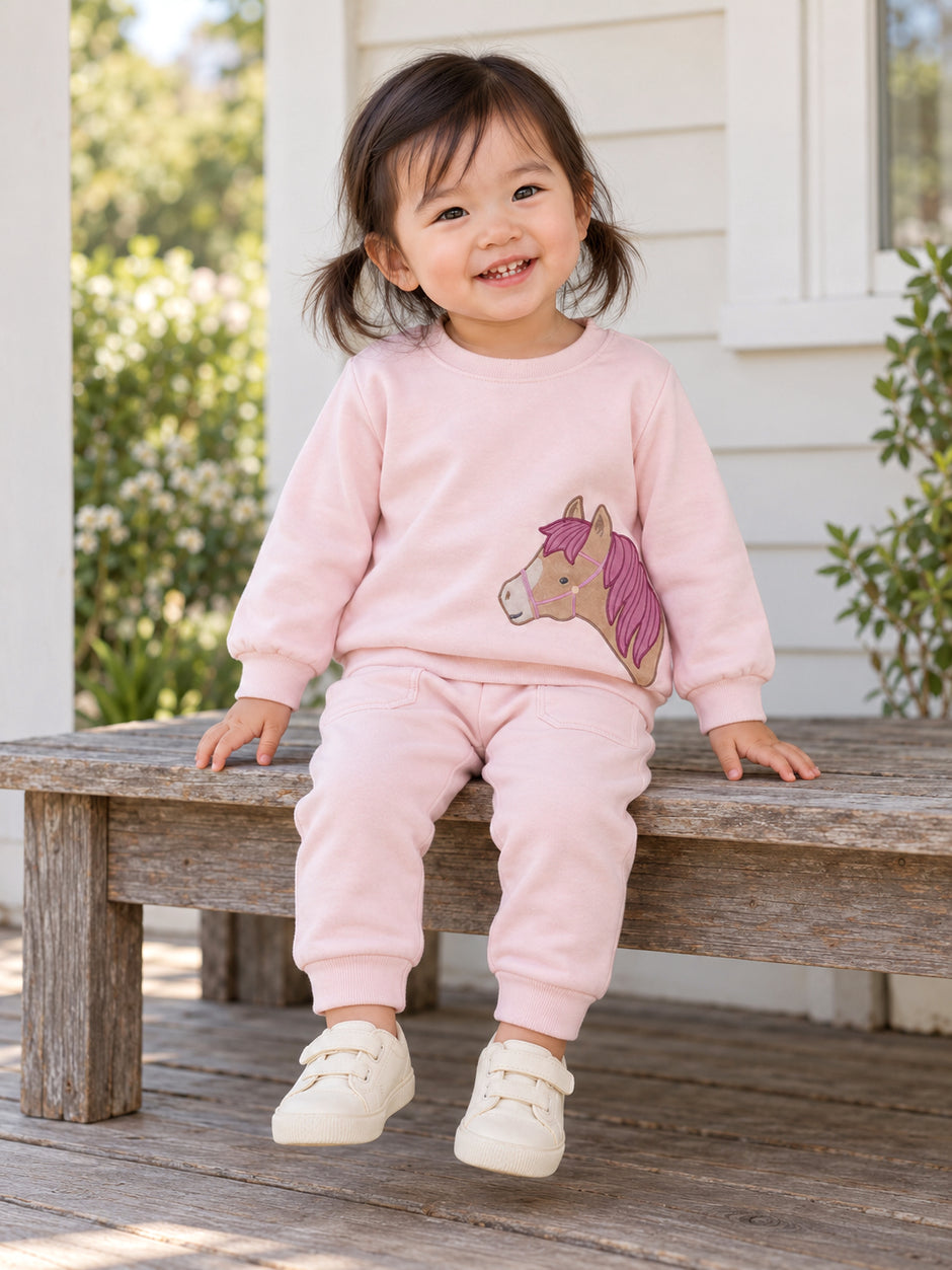 Oversized Sweatshirt, Pink Horse Head
