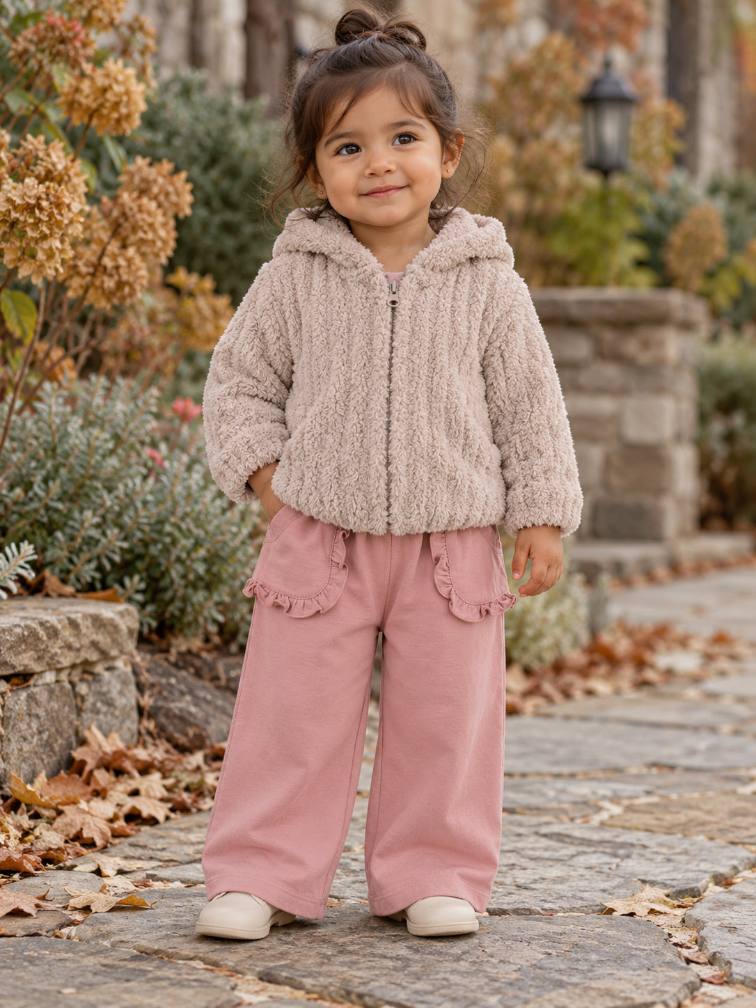 Chenille Hooded Jacket with Striped Texture, Stone
