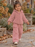 Chenille Hooded Jacket with Striped Texture, Rose