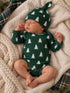 Organic Waffle Long Sleeve Bodysuit, Spruce Trees
