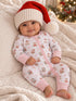 2-Way Zip Romper, Christmas Teddy Bears Pink