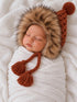 Fur Trimmed Bonnet, Pecan
