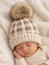 Buffalo Check Fur Pom Hat, Pebble