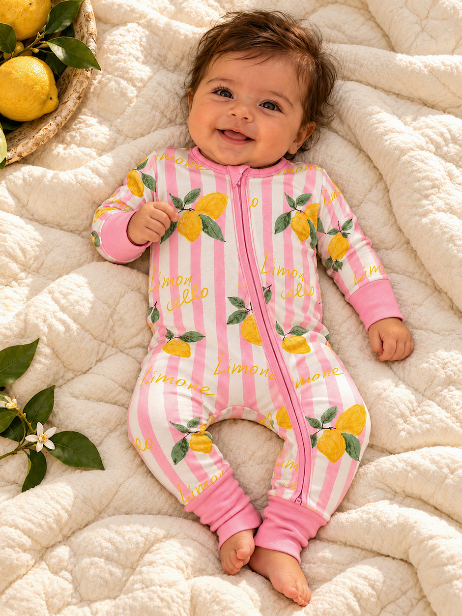 2-Way Zip Romper, Lemon Amore