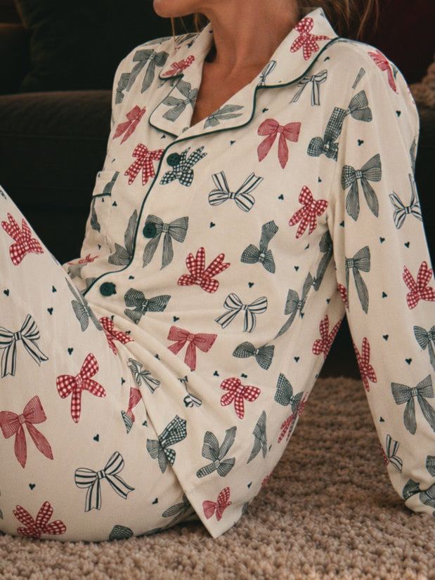Women's Lounge Set, Country Christmas Bows