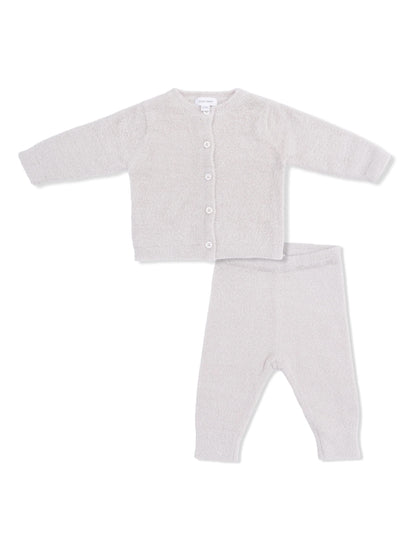Chenille Button Down Cardigan 4-Piece Set, Natural