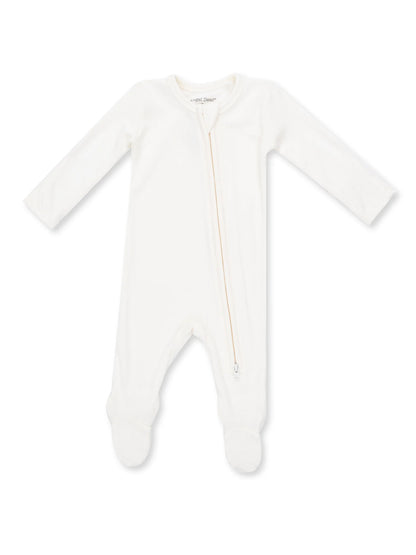 Ribbed 2-Way Zip Footie, Snow White